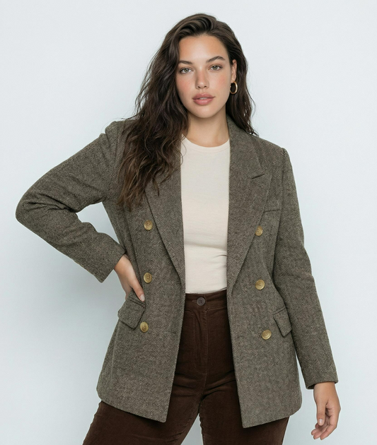 Woolen British Style Down Jacket