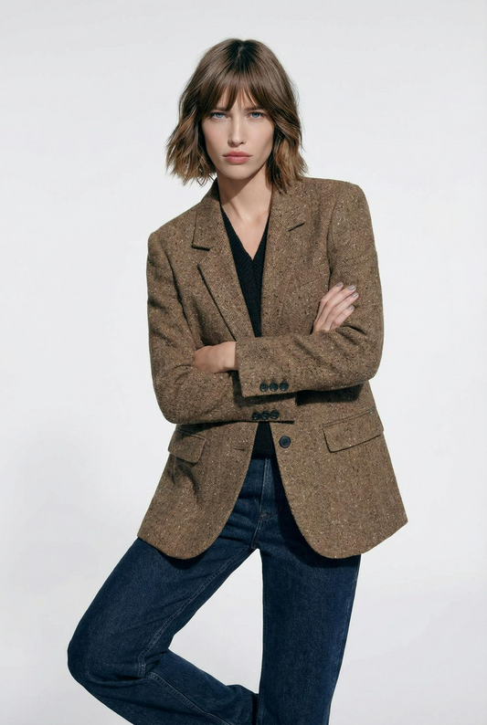 Long-Sleeve Pocket Decorated Blazer